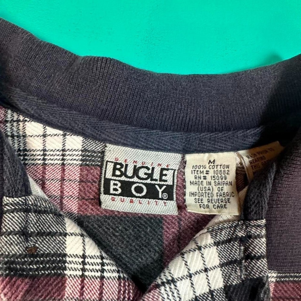 Vintage 90s bugle boy plaid polo shirt collared vtg 1990s bugle boy plaid shirt - Picture 3 of 6